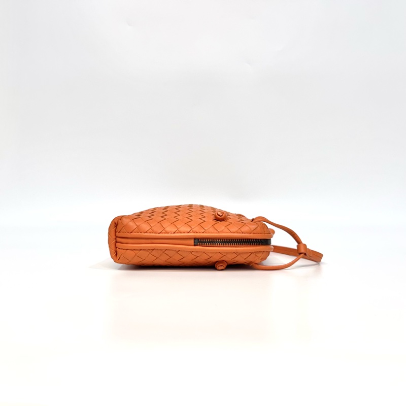 BV橘色Nappa小羊皮編織貝殼包-7