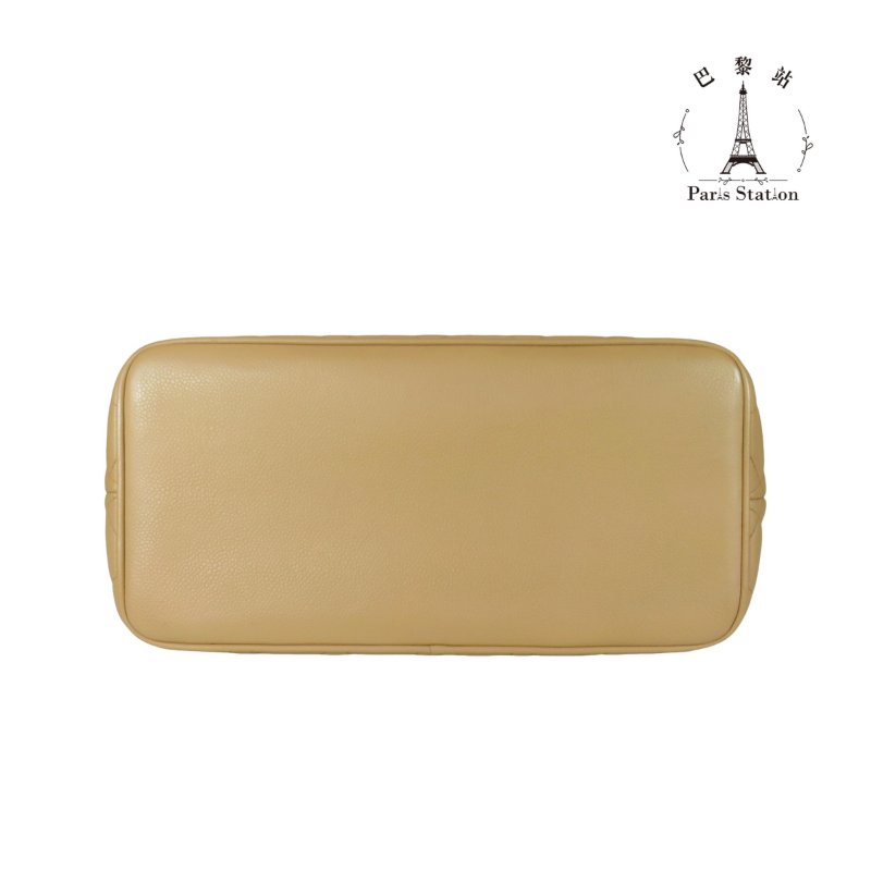 【巴黎站二手名牌專賣店】＊現貨＊CHANEL香奈兒真品＊奶茶色菱格荔枝紋大雙C LOGO金幣手提肩背包-2