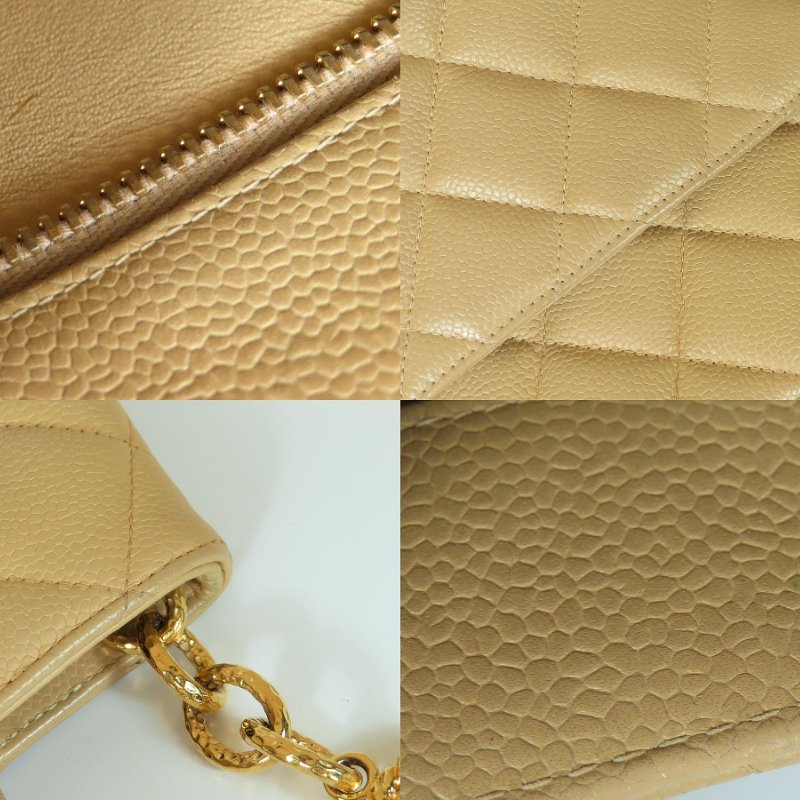 【巴黎站二手名牌專賣店】＊現貨＊CHANEL香奈兒真品＊奶茶色菱格荔枝紋大雙C LOGO金幣手提肩背包-5