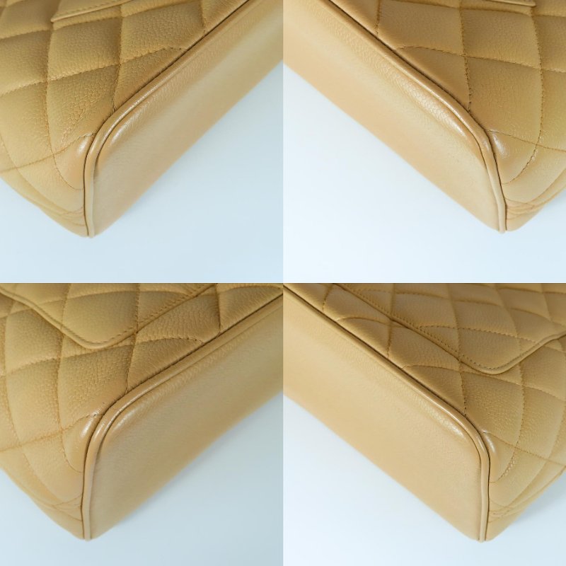 【巴黎站二手名牌專賣店】＊現貨＊CHANEL香奈兒真品＊奶茶色菱格荔枝紋大雙C LOGO金幣手提肩背包-8