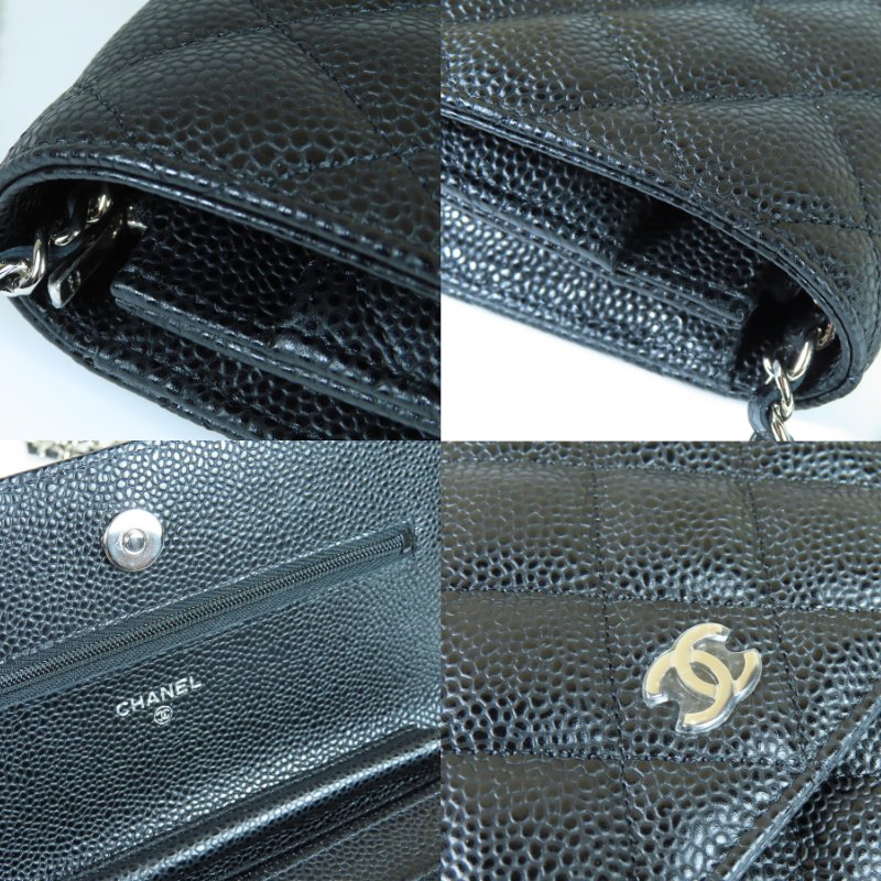 【巴黎站二手名牌專賣店】＊現貨＊CHANEL 香奈兒 真品＊黑色菱格荔枝紋牛皮銀色雙C鏈包 WOC斜背包-5