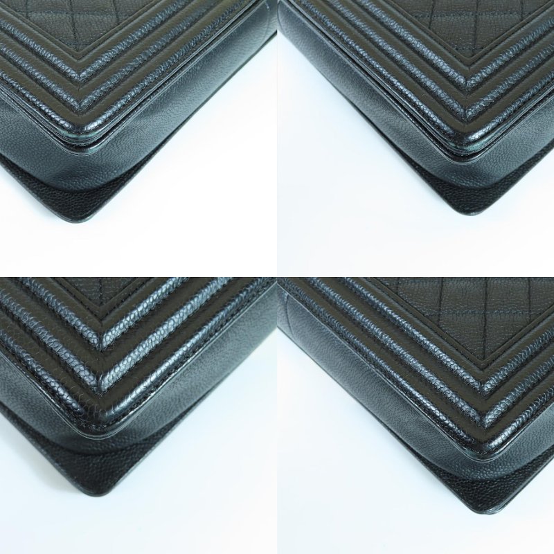 【巴黎站二手名牌專賣店】*現貨*CHANEL 香奈兒 真品*黑色菱格牛皮金釦BOY 28 金鍊肩背斜背包-4