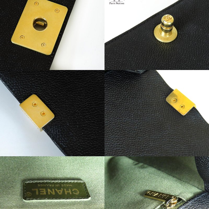 【巴黎站二手名牌專賣店】*現貨*CHANEL 香奈兒 真品*黑色菱格牛皮金釦BOY 28 金鍊肩背斜背包-7