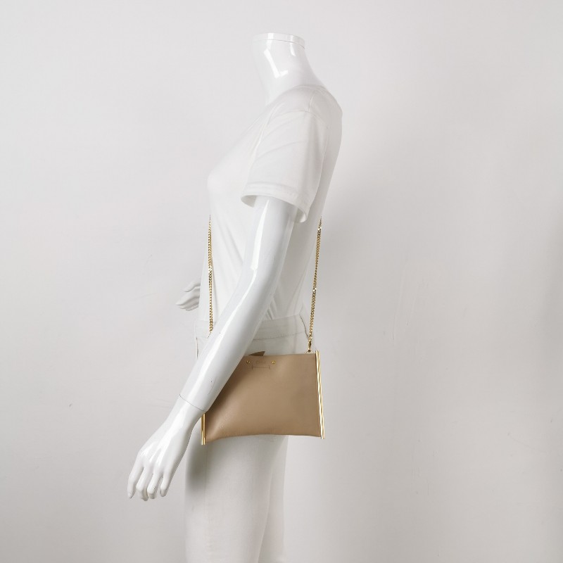 Chloe Roy牛皮字母logo壓紋金屬裝飾斜挎包單肩包-1