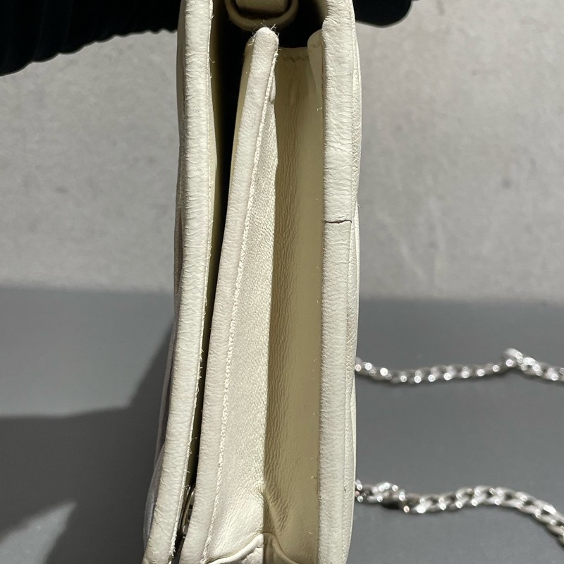 Miumiu 褶皺鏈條包 三拼色 白銀灰 限量色 斜背包肩背包-5