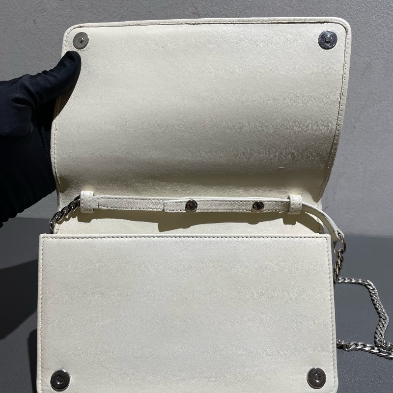 Miumiu 褶皺鏈條包 三拼色 白銀灰 限量色 斜背包肩背包-25