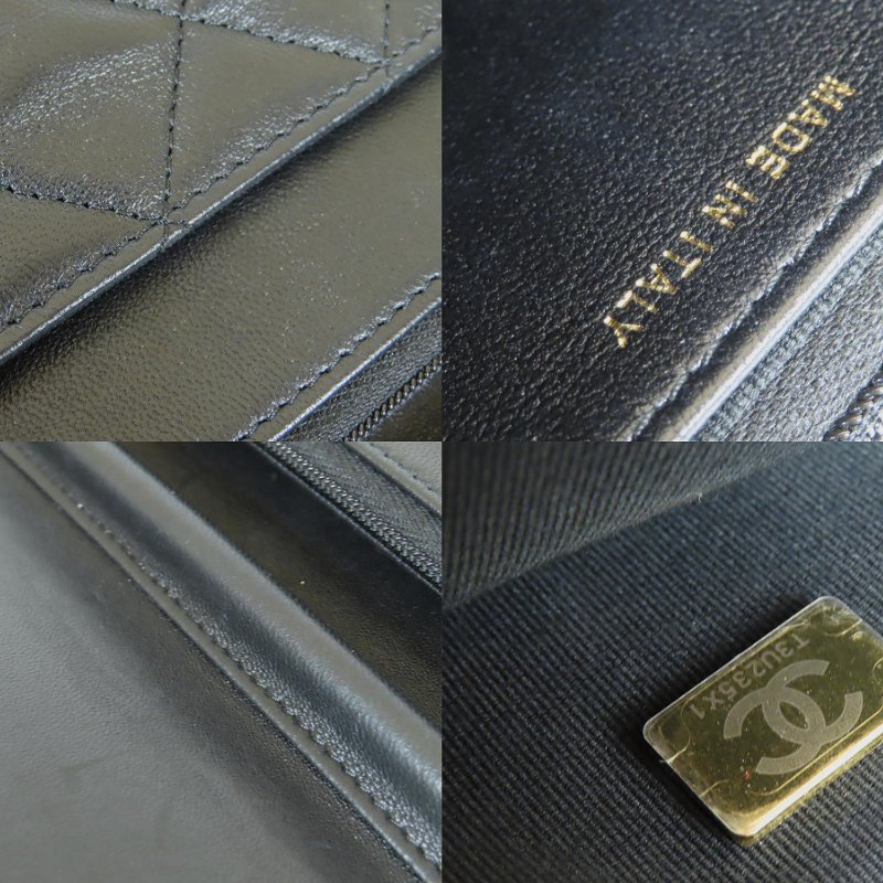 【巴黎站二手名牌專賣店】*現貨*CHANEL 香奈兒 真品*AP3405黑色菱格紋羊皮金色復古浮雕限定雙C鏈包 WOC斜背包-4