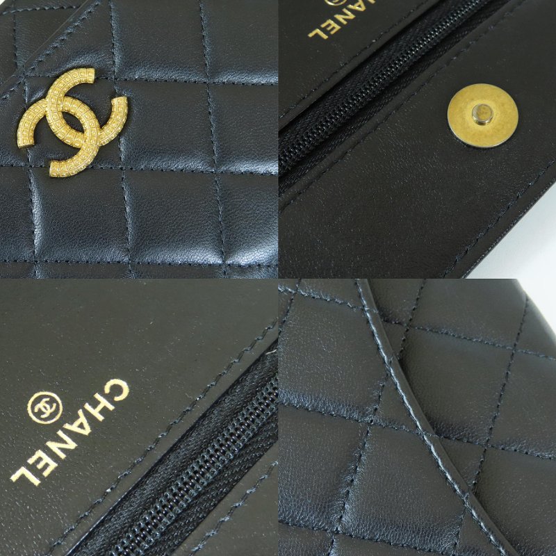 【巴黎站二手名牌專賣店】*現貨*CHANEL 香奈兒 真品*AP3405黑色菱格紋羊皮金色復古浮雕限定雙C鏈包 WOC斜背包-6