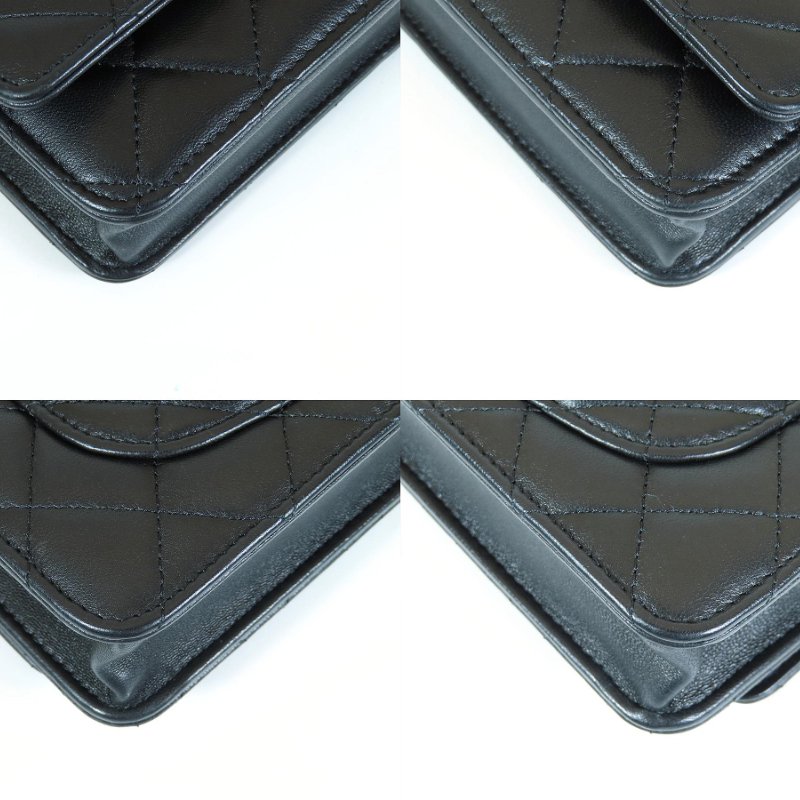 【巴黎站二手名牌專賣店】*現貨*CHANEL 香奈兒 真品*AP3405黑色菱格紋羊皮金色復古浮雕限定雙C鏈包 WOC斜背包-8