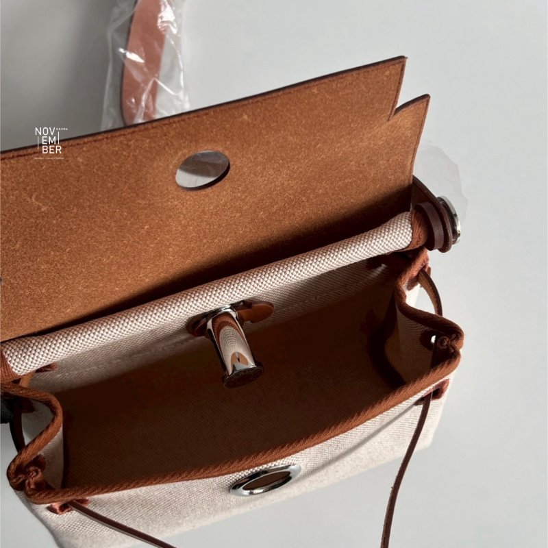 全新全配有購證💖 Hermès 愛馬仕 Mini Herbag 金棕銀釦-4