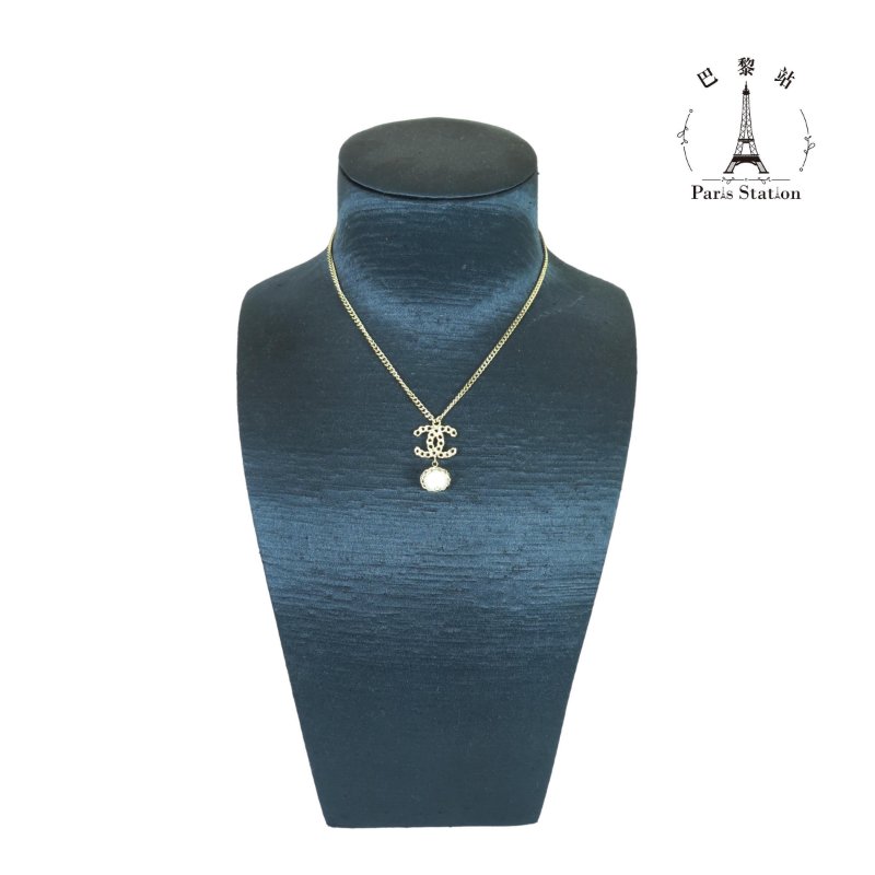 【巴黎站二手名牌專賣店】＊現貨＊CHANEL 香奈兒 真品＊縷空雙C珍珠墜飾項鍊-0