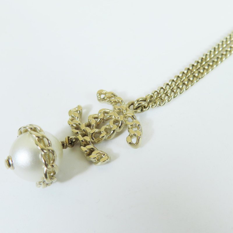 【巴黎站二手名牌專賣店】＊現貨＊CHANEL 香奈兒 真品＊縷空雙C珍珠墜飾項鍊-1