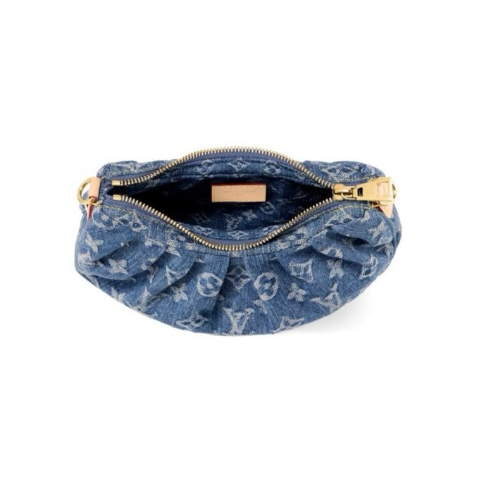 全新~ LV路易威登LOUIS VUITTON Monogram Pochette Valley Logo滿印棉質丹寧布牛仔藍手提單肩/ 肩背包-2