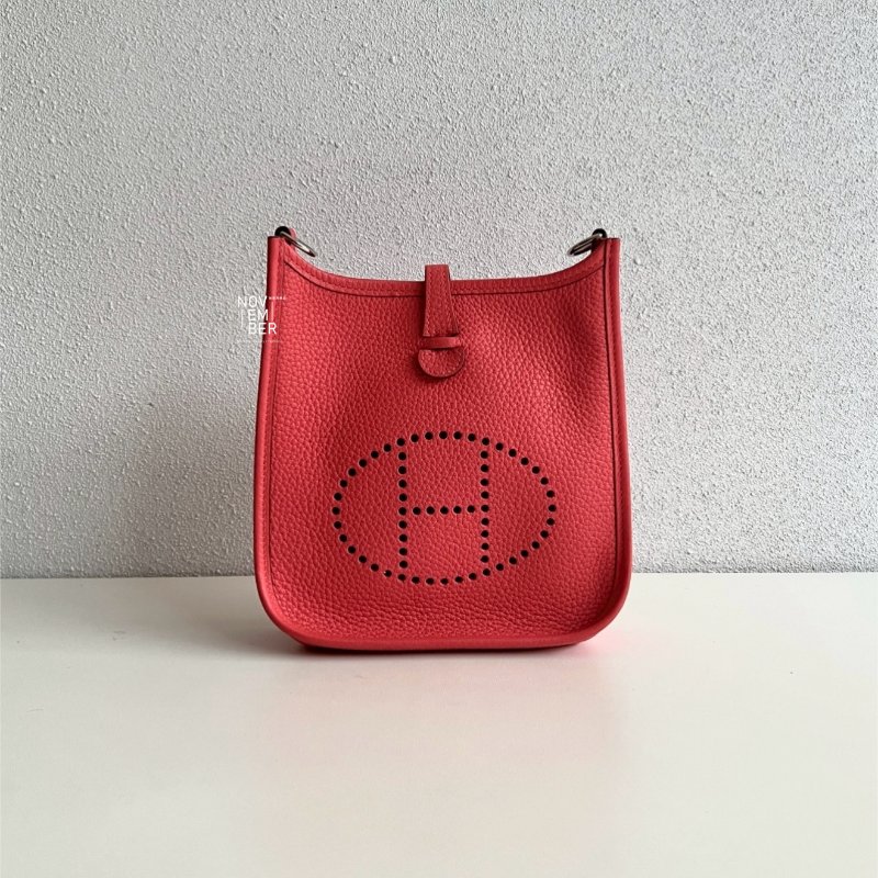 99新🆕 Hermès 愛馬仕 Evelyne Mini 德克薩斯粉銀釦 一代-0