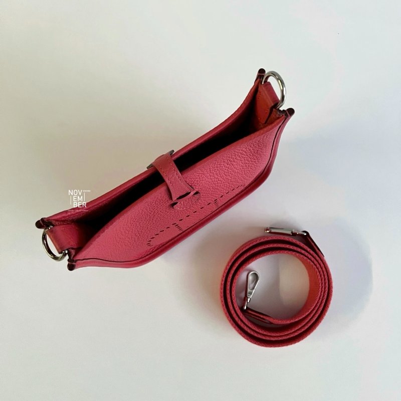 99新🆕 Hermès 愛馬仕 Evelyne Mini 德克薩斯粉銀釦 一代-2