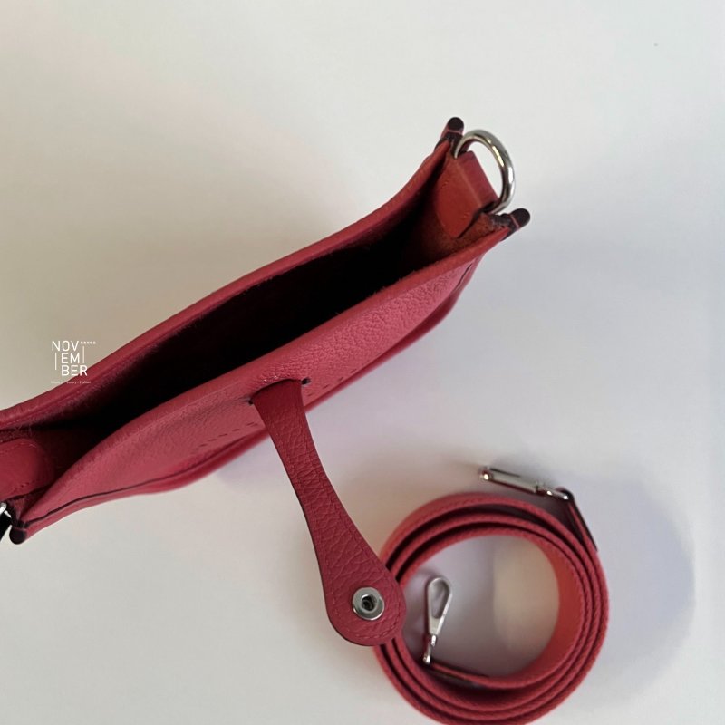 99新🆕 Hermès 愛馬仕 Evelyne Mini 德克薩斯粉銀釦 一代-3