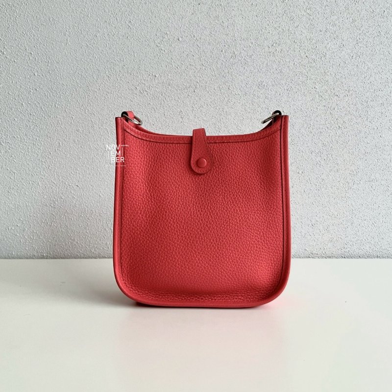 99新🆕 Hermès 愛馬仕 Evelyne Mini 德克薩斯粉銀釦 一代-5