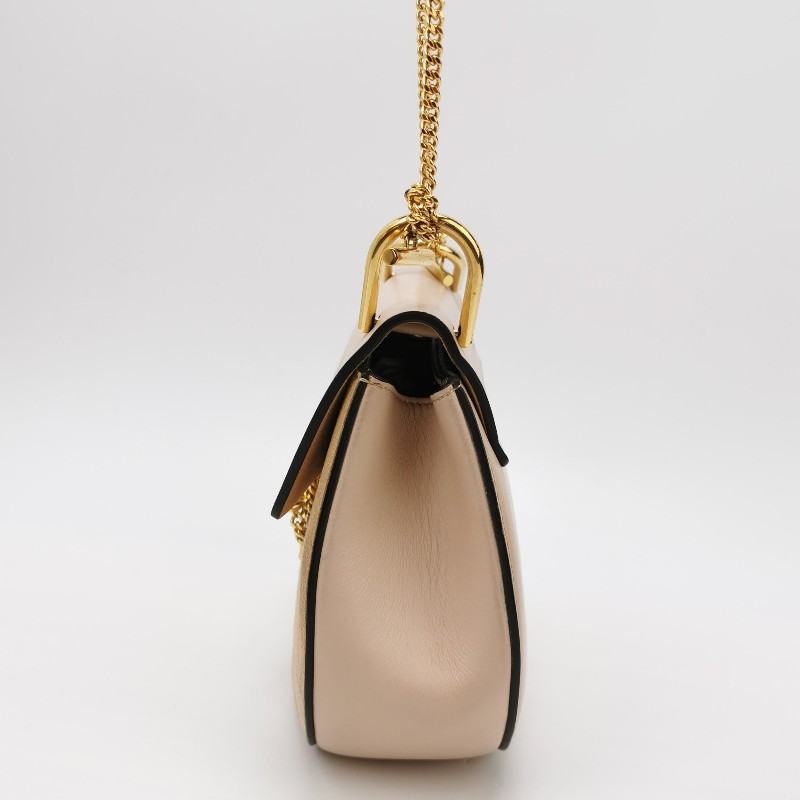 Chloe Drew小豬包牛皮翻毛皮拼色珠寶鎖斜挎包-2