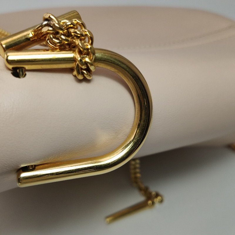 Chloe Drew小豬包牛皮翻毛皮拼色珠寶鎖斜挎包-14