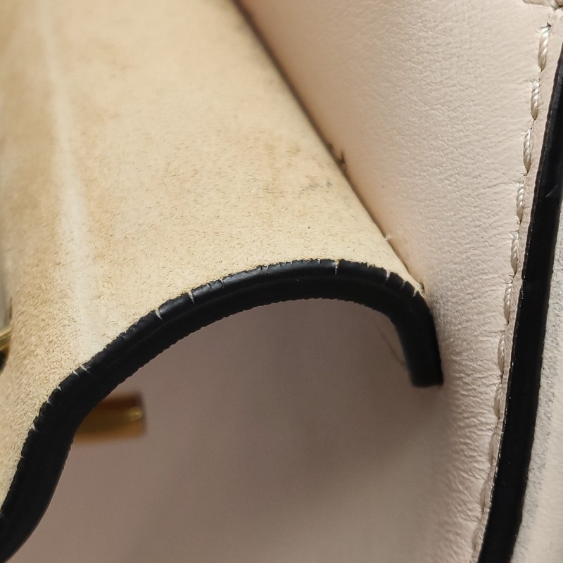 Chloe Drew小豬包牛皮翻毛皮拼色珠寶鎖斜挎包-17