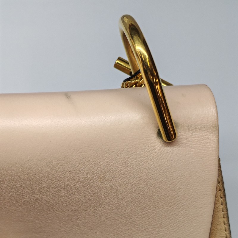 Chloe Drew小豬包牛皮翻毛皮拼色珠寶鎖斜挎包-25