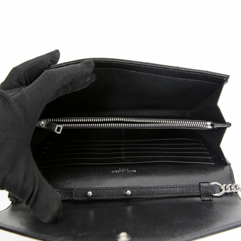 SAINT LAURENT Monogram 鏈條斜背皮夾 377828-13