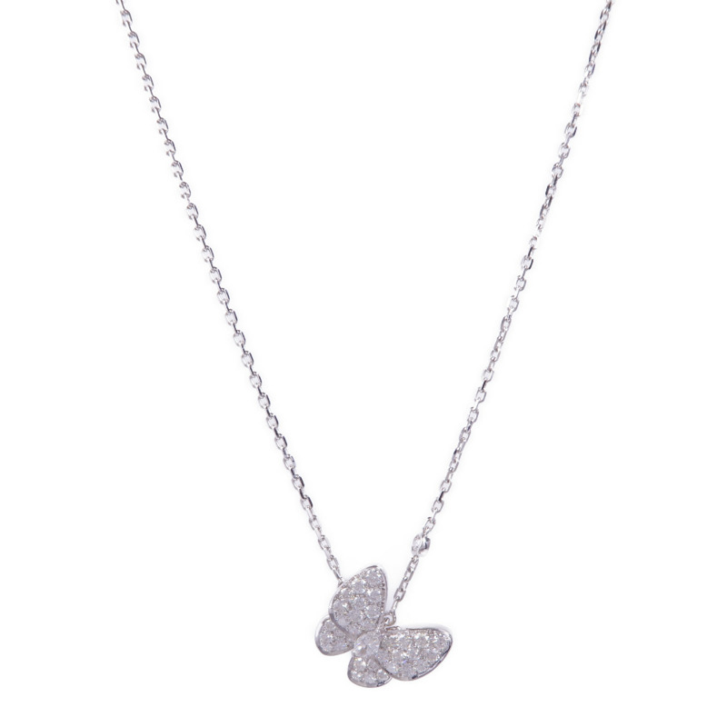 Van Cleef & Arpels 18K白金Two Butterfly Pendant鑽石項鍊-0