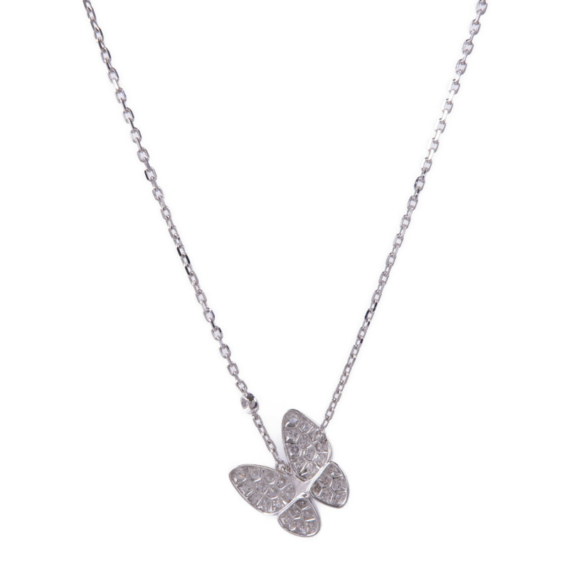 Van Cleef & Arpels 18K白金Two Butterfly Pendant鑽石項鍊-1
