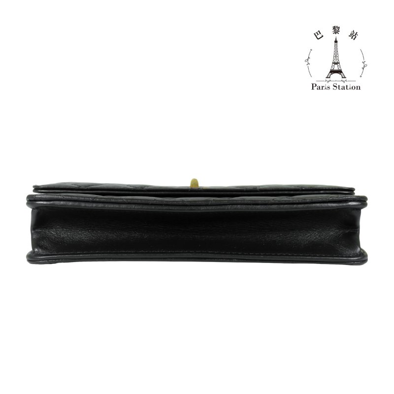 【巴黎站二手名牌專賣店】＊現貨＊CHANEL 香奈兒 真品＊經典復刻黑色小牛皮菱格紋金釦2.55 WOC金鏈斜背包-2