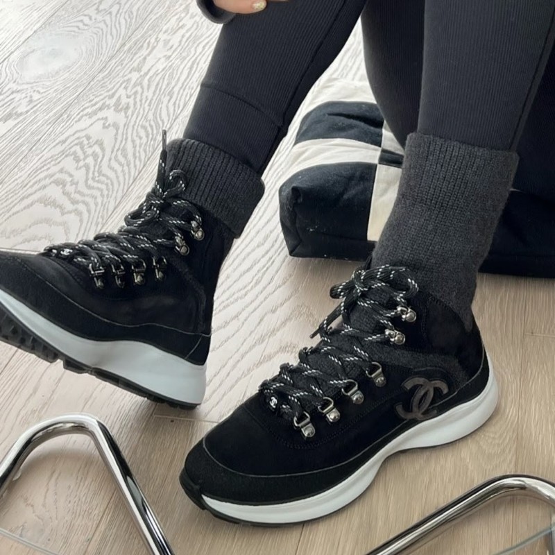 莉亞精品♡Chanel 麂皮拼接襪套休閒鞋 尺碼39.5 近新閒置-1