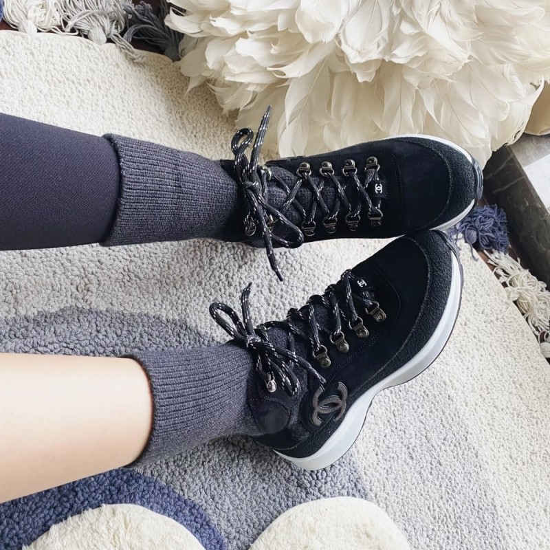 莉亞精品♡Chanel 麂皮拼接襪套休閒鞋 尺碼39.5 近新閒置-3