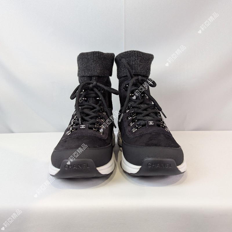 莉亞精品♡Chanel 麂皮拼接襪套休閒鞋 尺碼39.5 近新閒置-5