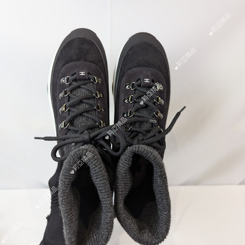 莉亞精品♡Chanel 麂皮拼接襪套休閒鞋 尺碼39.5 近新閒置-7