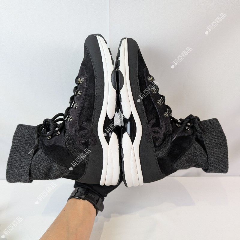 莉亞精品♡Chanel 麂皮拼接襪套休閒鞋 尺碼39.5 近新閒置-9