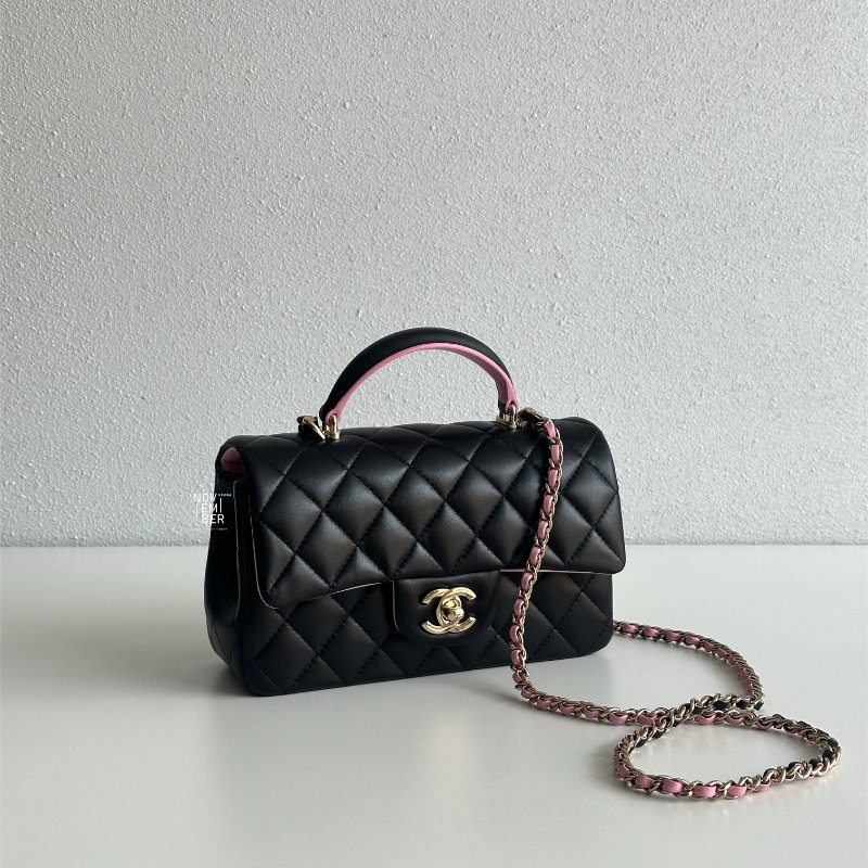 閒置新✨ Chanel mini CF handle 黑拼粉🖤🩷-1