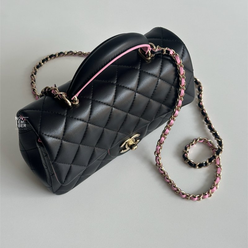閒置新✨ Chanel mini CF handle 黑拼粉🖤🩷-3