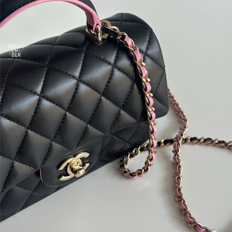 閒置新✨ Chanel mini CF handle 黑拼粉🖤🩷-5