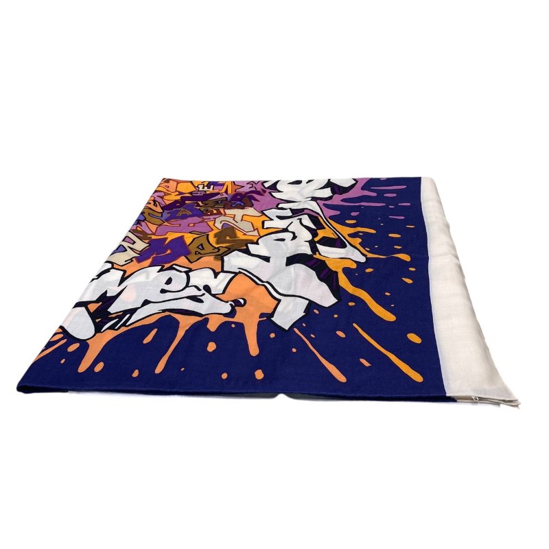 HERMES 愛馬仕 絲巾 POP圖騰 藍色 米白色 多色-1