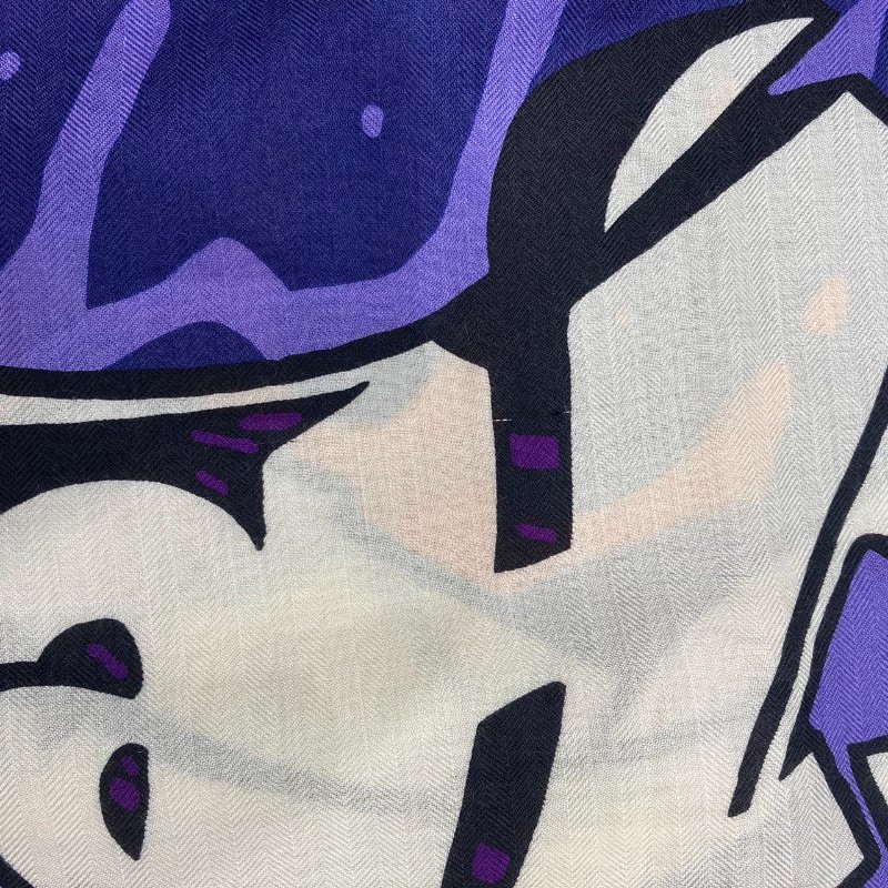 HERMES 愛馬仕 絲巾 POP圖騰 藍色 米白色 多色-5