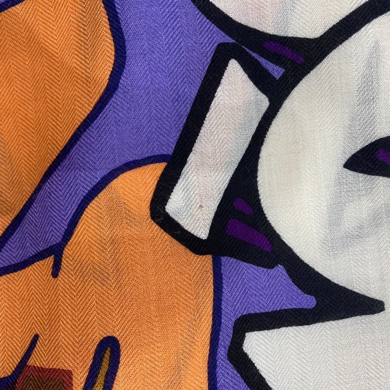 HERMES 愛馬仕 絲巾 POP圖騰 藍色 米白色 多色-6