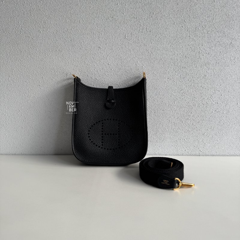 閒置新💖 有購證🙌🏻 Hermès 愛馬仕 Evelyne Mini 黑色金釦一代-0