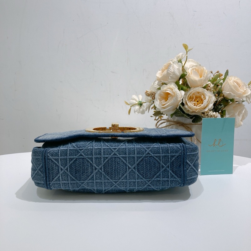 TW4493 CHRISTIAN DIOR 迪奧小號牛仔布皮經典CD logo翻蓋式鍊帶包包CANNAGE SMALL CARGO BAG DENIM-2