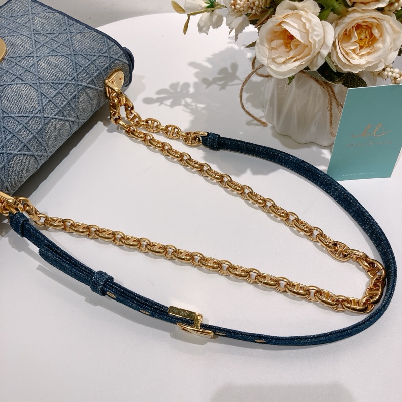 TW4493 CHRISTIAN DIOR 迪奧小號牛仔布皮經典CD logo翻蓋式鍊帶包包CANNAGE SMALL CARGO BAG DENIM-11
