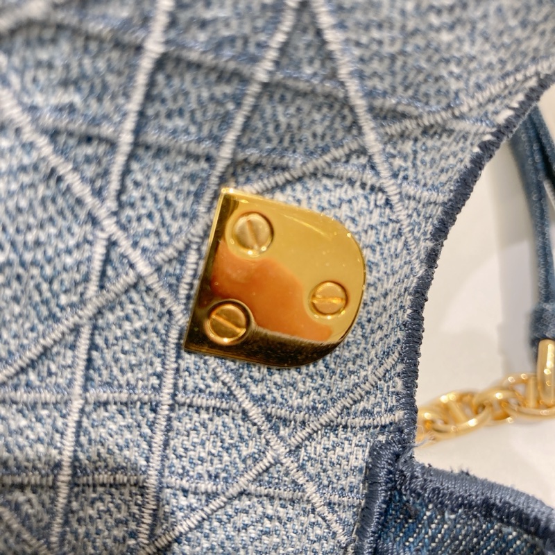 TW4493 CHRISTIAN DIOR 迪奧小號牛仔布皮經典CD logo翻蓋式鍊帶包包CANNAGE SMALL CARGO BAG DENIM-21