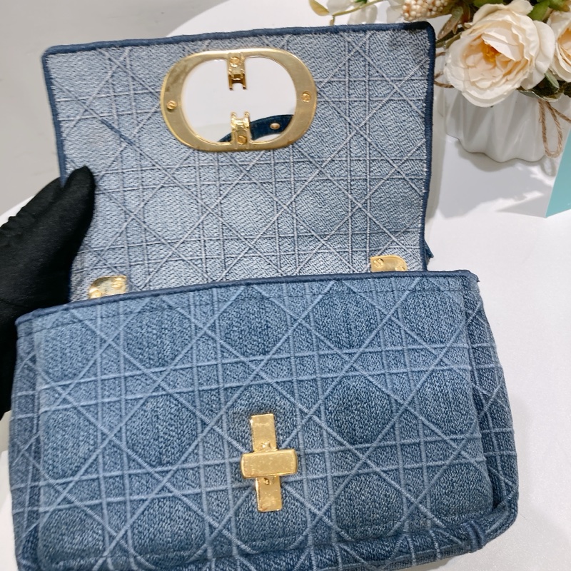 TW4493 CHRISTIAN DIOR 迪奧小號牛仔布皮經典CD logo翻蓋式鍊帶包包CANNAGE SMALL CARGO BAG DENIM-23