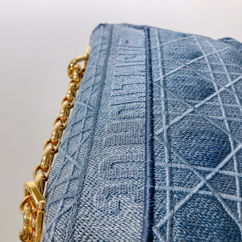 TW4493 CHRISTIAN DIOR 迪奧小號牛仔布皮經典CD logo翻蓋式鍊帶包包CANNAGE SMALL CARGO BAG DENIM-24