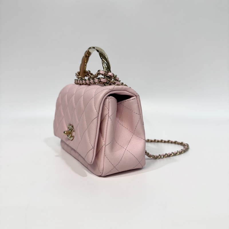 CHANEL粉色淡金釦coco crush下蓋鏈包AS5554-1