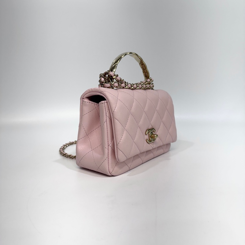 CHANEL粉色淡金釦coco crush下蓋鏈包AS5554-2