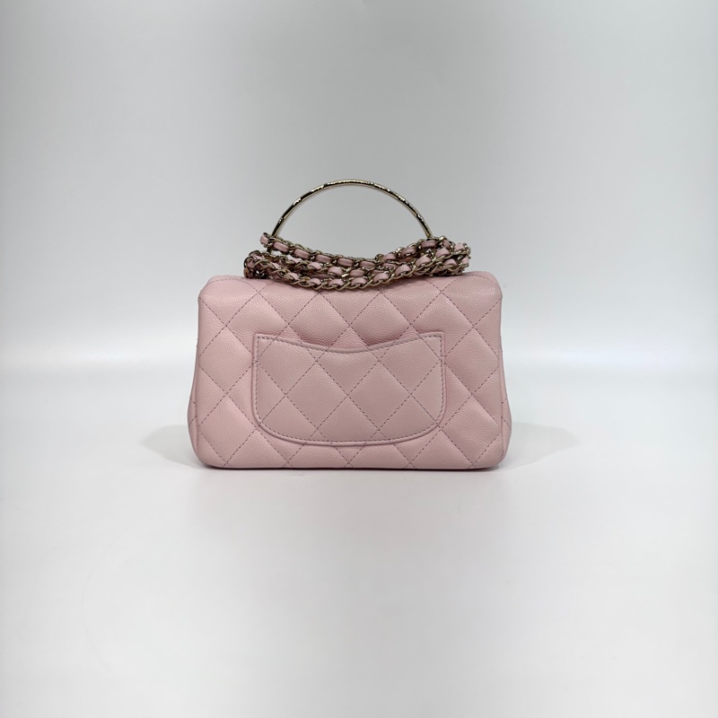 CHANEL粉色淡金釦coco crush下蓋鏈包AS5554-3