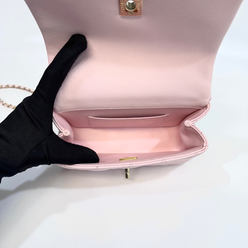 CHANEL粉色淡金釦coco crush下蓋鏈包AS5554-5